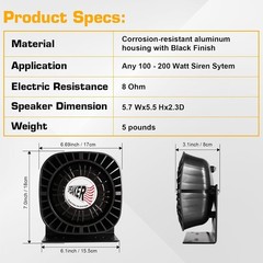 100W Siren Speaker for Emergency Vehicles – 134 Db High Output Siren Speaker