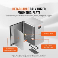 VEVOR 16″ x 12″ x 10″ Stainless Steel Electrical Enclosure IP66 Wall Mount Box