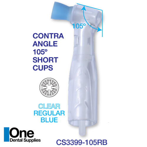 Dental Disposable Clear Body Prophy Angles Short Blue Cup Regular 105° 100’s