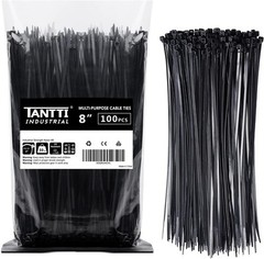Zip Ties 8 inch Black with 50 Pounds 8" (100 Pack),