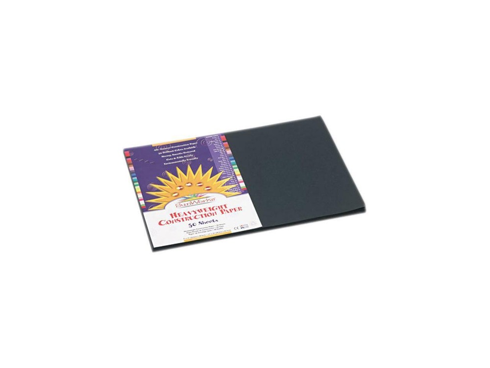 Construction Paper, 58 lbs., 12 x 18, Black, 50 Sheets/Pack