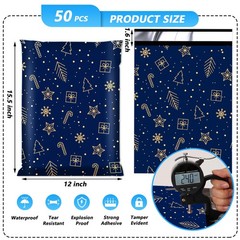 Jowlroel Christmas Poly Mailer 12×15.5″ 50-Pk, Waterproof & Tear-Resistant