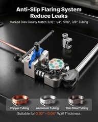 Hardened Carbon Steel Flaring Kit: 45° Die Head, 4 Sizes, Tube Cutter Included