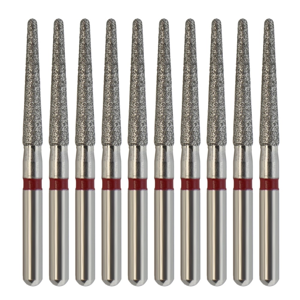 Dental Diamond FG 850/016F Round End Taper Burs Fine Grit Red High Speed Dia Bur