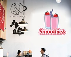 Food Truck Decals Smoothies Style A Restaurant & Food Concession Sign Pink