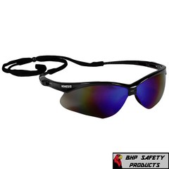 (12 PAIR) KLEENGUARD NEMESIS 14481 SAFETY GLASSES BLACK FRAME/BLUE MIRROR LENS