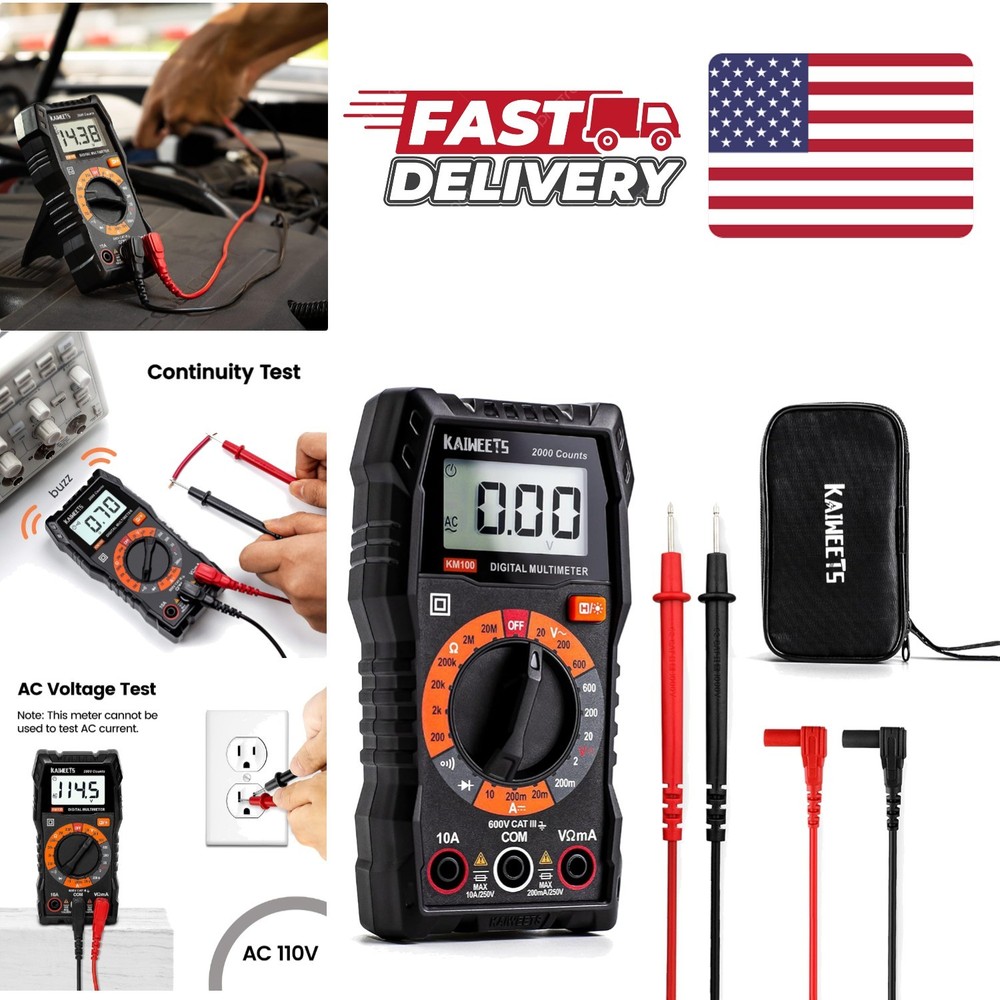 Durable Digital Multimeter for Automotive Battery Testing and Electrical Repair