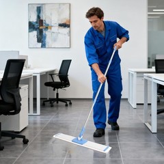CQT Commercial Flat Microfiber Floor Mop Cleaning System 24″ Inch Wet Blue