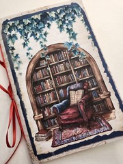 Junk Journal Booklet Blank “BOOK CLUB” Library Books HANDMADE Lg 8.5″x5.5″ 40pgs