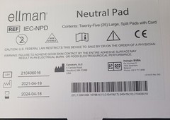 New Ellman Electrosurgical Neutral Pad Box 25 Large Pads w/Cord IEC-NPD