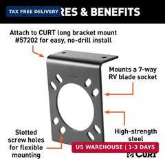 CURT 57206 Vehicle-Side Trailer Wiring Harness Mounting Bracket for 7-Way RV Bla