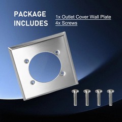 2 Gang Outlet Cover Wall Plate Single Hole W/4Screws for HBL9450A Hubbell 14-50R