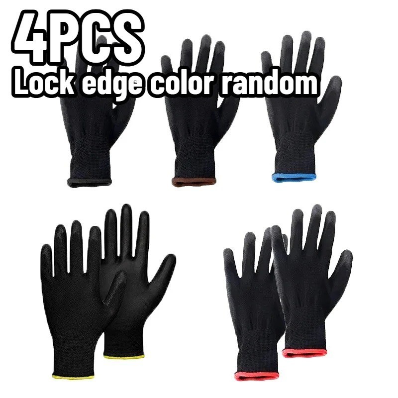 WOLF Ultra-Thin Black Work Gloves Polyurethane Palm Coated Nylon Shell 12 Pairs