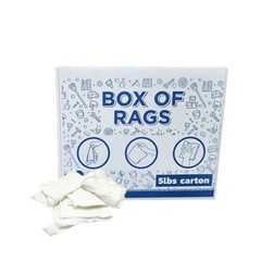 Recycled White Knit Cotton T-Shirt Rags – 5 lbs. Box for Multipurpose Cleaning