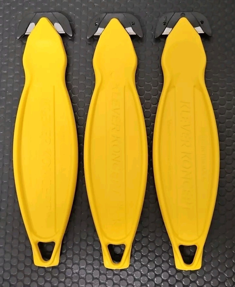 3x (N.O.S) Yellow Klever Koncepts Safety Cutter 5¾” Long