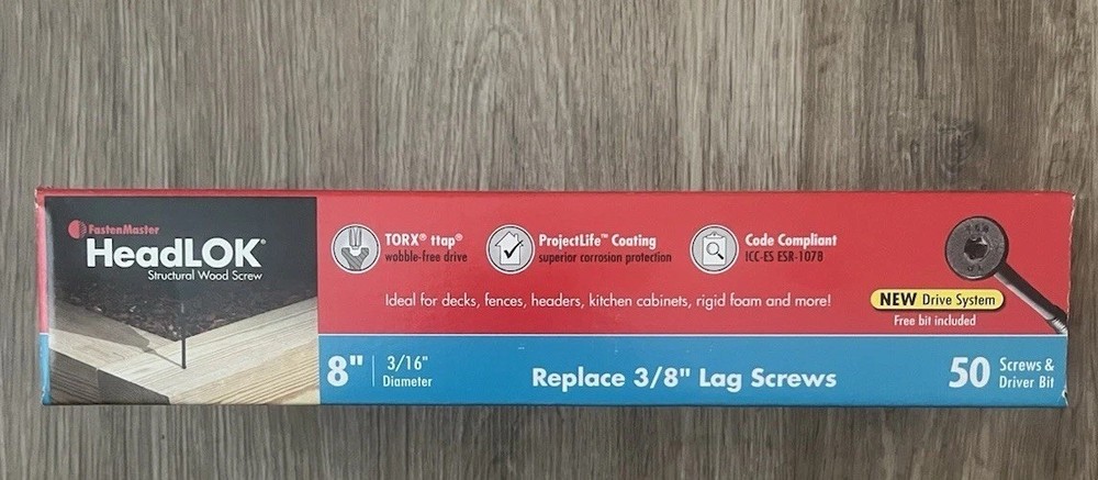 Fastenmaster 8” HeadLOK Screws 50 Count