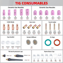 80Pcs TIG Welding Accessories, Alumina Ceramic Nozzle & Glass Cups, Stubby Gas L