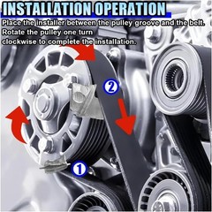 2-Piece Stretch Belt Mate Kit, Auxiliary Pulley Belt Removal and Installation To