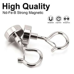 5/10Pcs Dia Strong Magnetic Hook Hanger N38 Neodymium Clamping Magnet Hooks Base