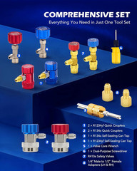 AC Gauges, 3 Way Manifold Gauge Set for R1234Yf R134A R410A Refrigerant, Automot