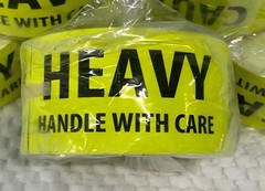 Heavy Handle With Care Shipping Labels (1 Roll) Bright -Fluorescent