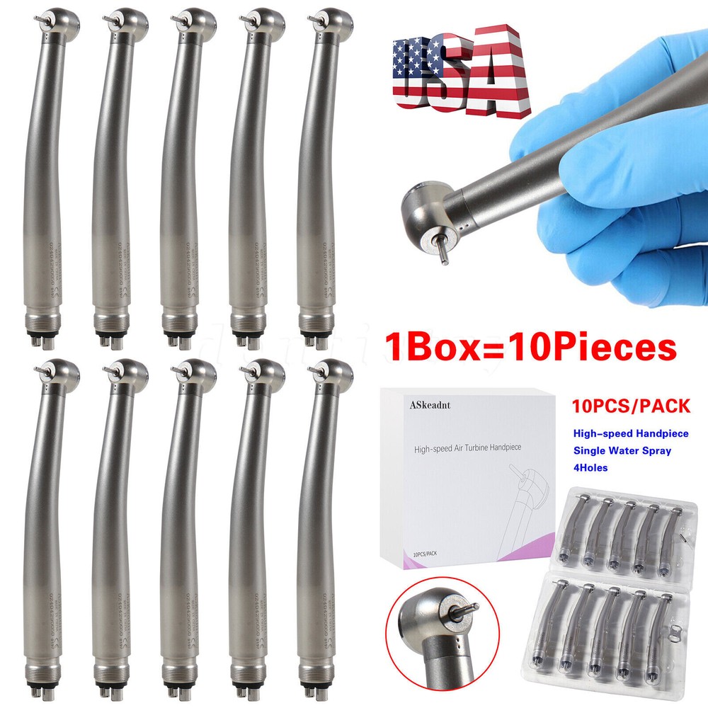 10 ASkeadnt NSK Style Dental High Speed Handpiece Push Button Standard 4 Hole M4