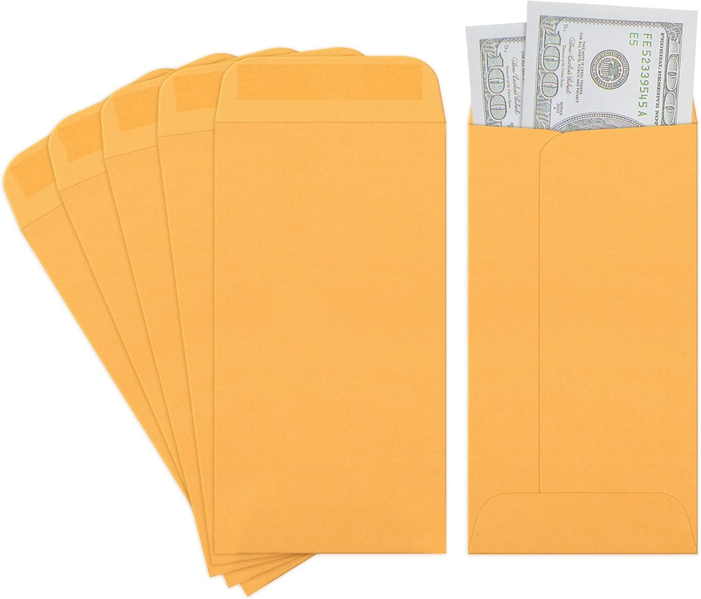 Valbox 3.5X6.5 Money Envelopes, Brown Kraft #7 Coin Envelopes, Small Parts Envel