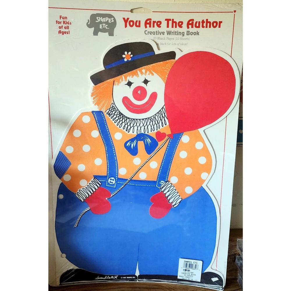 1989 Clown Shapes ETC Creative Writing Book 10 Jumbo Sheets Art Paper NOS