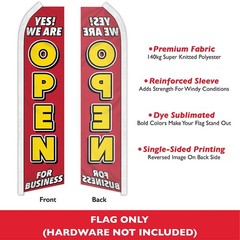 Open for Business Advertising Swooper Feather Flutter Flag Open Sign