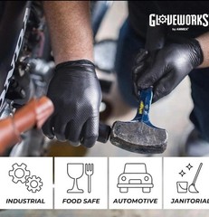 GLOVEWORKS Black Nitrile Gloves – 6 mil Disposable, Large (Pack of 100) Mechanic