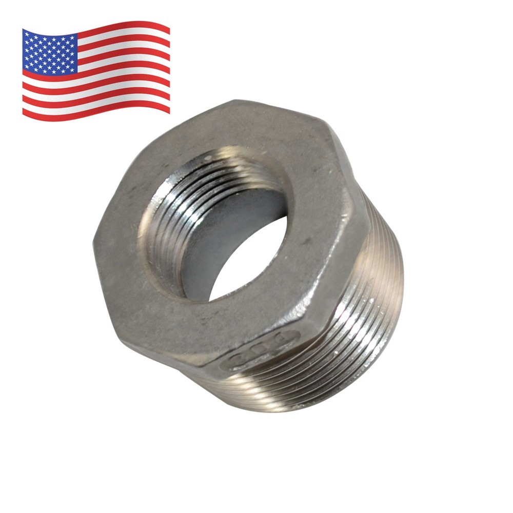 NPT Stainless steel 1-1/4″ male to 3/4″ female HEX Reducer bushing pipe adapter