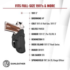 1791 GUNLEATHER 1911 Paddle Holster – Optic Ready OWB CCW Leather Gun Holster…