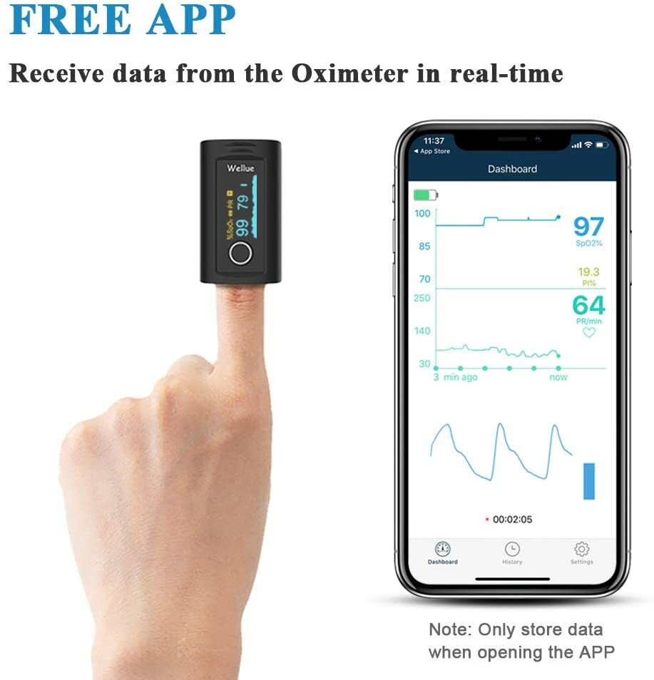 Creative Medical Compact Fingertip Pulse Oximeter Bluetooth LCD Display PC-60FW