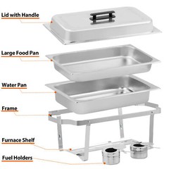 8 Pack Stainless Steel Chafer Chafing Dish Sets Catering Food Warmer 8 QT