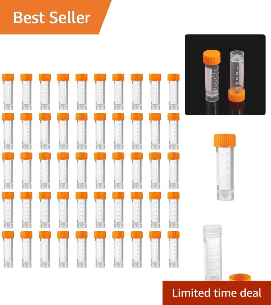 Durable 5ml Flat Bottom Plastic Vials with Screw Caps – Ideal for Solid & Liquid