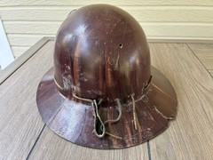 Vintage 1930s – 1940s MSA Skullgard Fiberglass Full Brim Hard Hat w/Lamp