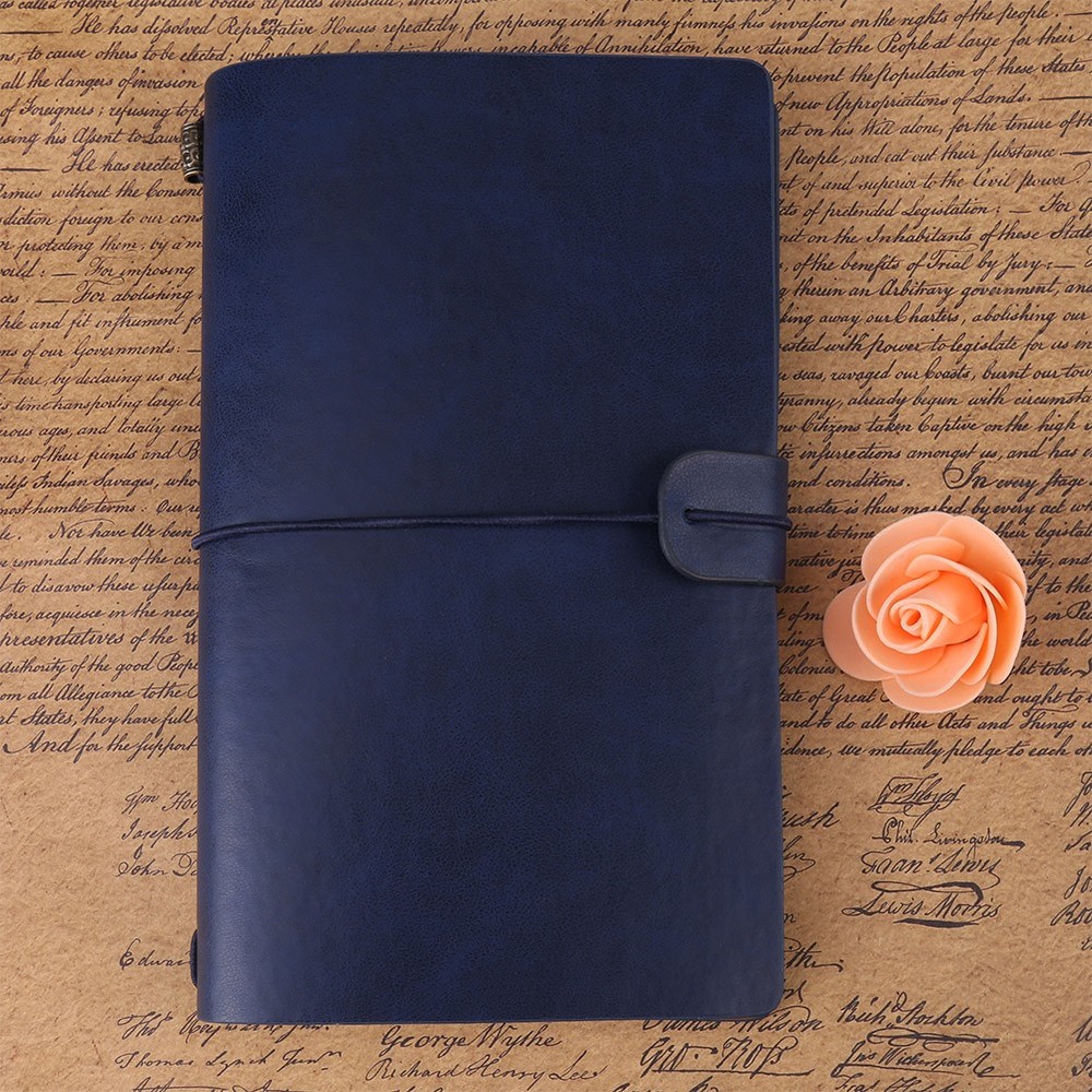 Classic PU Leather Notebook Personalized Journal (Dark Blue)
