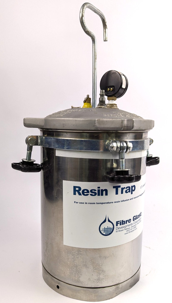 Fibre Glast 2.5 Gallon Resin Trap Vacuum Infusion Catch Pot, Lid Clamp 1500-A