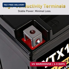 YTX14AH-BS 12V 12Ah AGM Sealed Motorcycle Battery, Maintenance-Free, Compatible