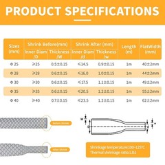 Waterproof Fish Scale Heat Shrink Tubing, 3.28ft Gold for Fishing Rods, Dia:30mm