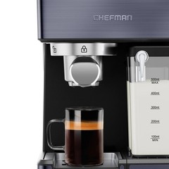 Chefman RJ54-I-SV-BLK-WM 20-Bar, 2-Cup Black Stainless Espresso Machine