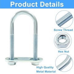 M6 U Bolts, 1 Inch Wide, 25mm x 70mm, 4 Sets | Round U-Bolts, Frame Plates, N…