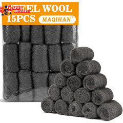 Steel Wool Pads 0000 15PCS – Steel Wool 0000 Roll Glass Wood Fabric Metal Extra