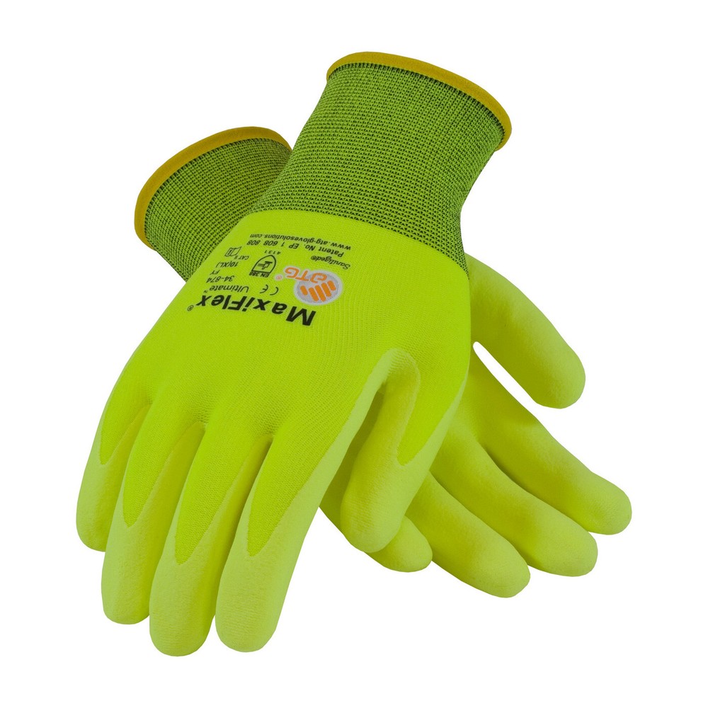 PIP MaxiFlex Ultimate HI-VIS Nitrile Micro-Foam Coated Gloves LG 1DZ 34-874FY