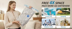 Vacuum Storage Bags, 80% Compression Vacuum Seal Space Saver Plastic Packaging