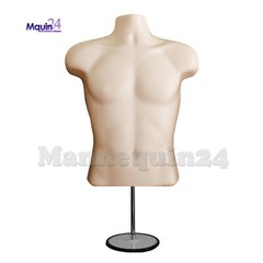 One Male Mannequin Torso FLESH HOLLOW BACK DRESS FORM w/ Stand & Hanger