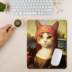 NiHome Oil Painting Mouse Pad for Work and 10.2L x 8.2W inches, Mona Lisa Cat