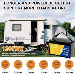 12V 100Ah LiFePO4 Lithium Battery for Solar Home Back Up RV Boat BMS 12.8V