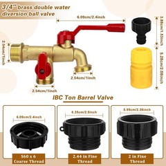 IBC Tote Hose Adapter Dual Outlet Faucets Gallon IBC Tote Water Tank