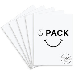 Golden State Art Acid 5 Pack 18X24 White Foam Boards Foam Core Poster Board 1/8
